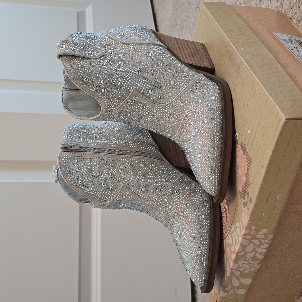 Rhinestone Western ankle boots